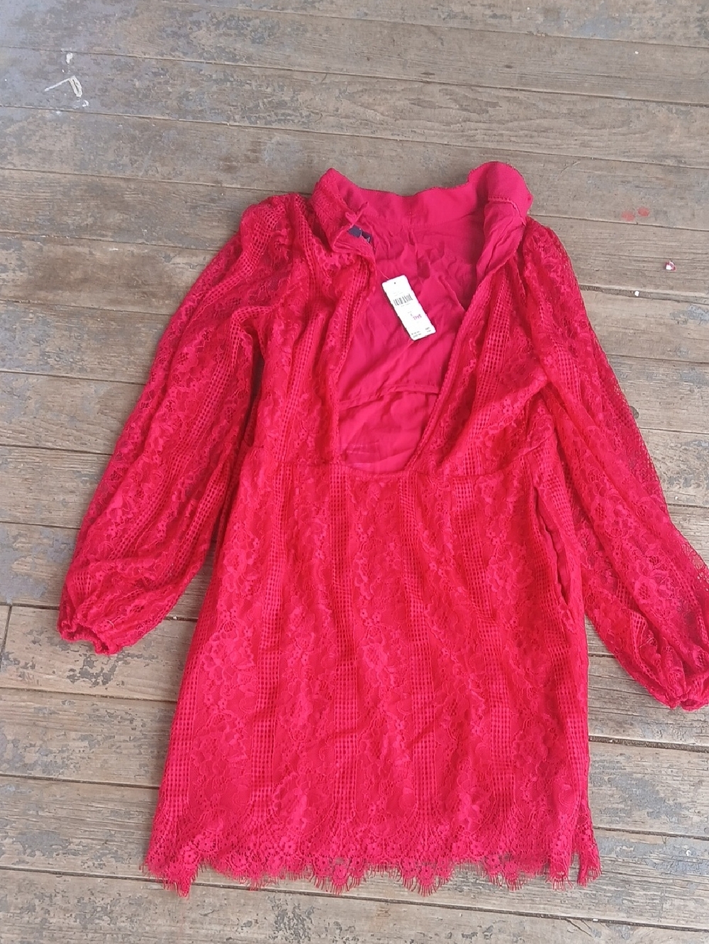 NWT Raspberry Maeve Anthropologie Lace Long Sleeve Mini Dress Size 4 - Picture 4 of 8